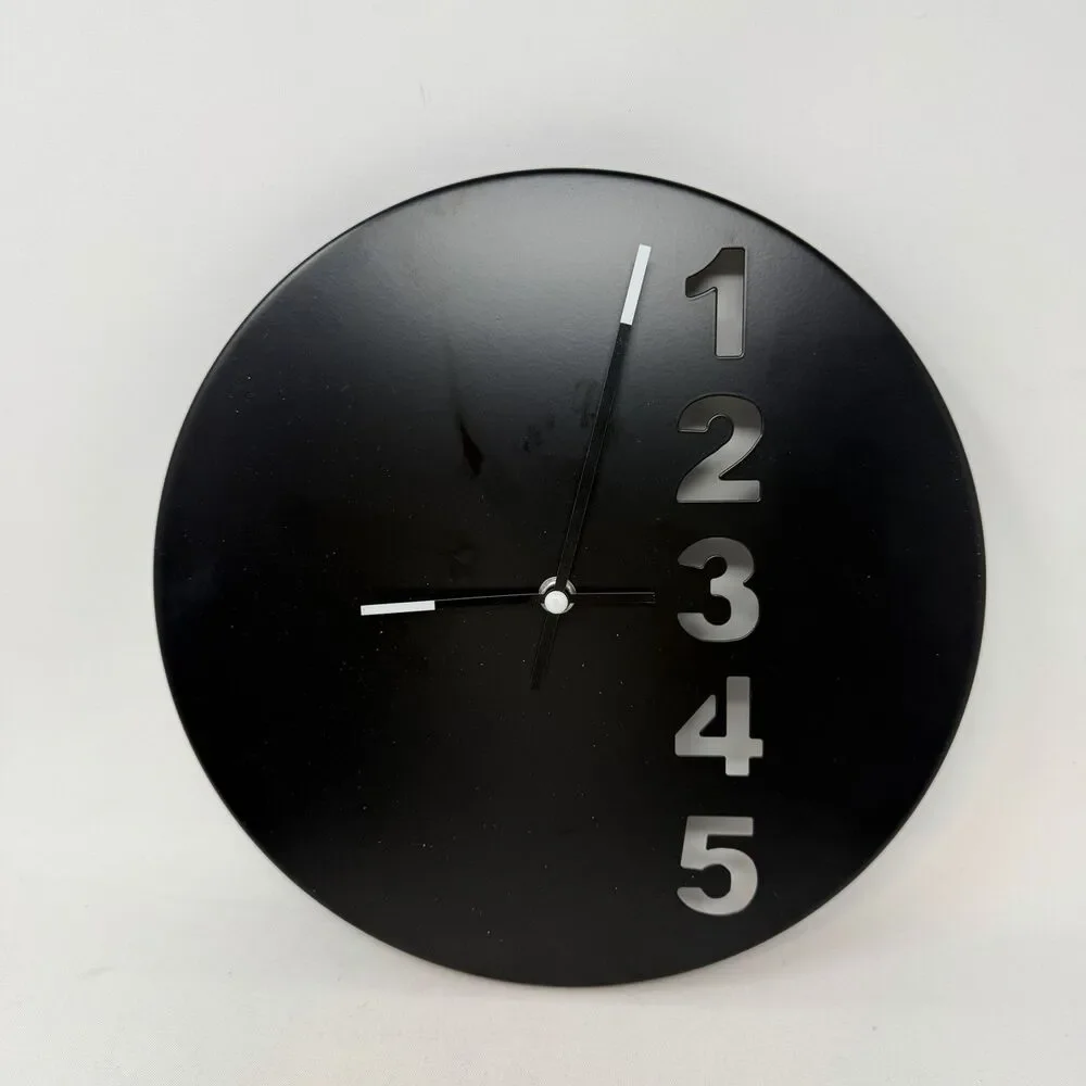 *READ* Vintage 1999 Ikea FEJS Wall Clock: Black Steel with Cutout Numbers